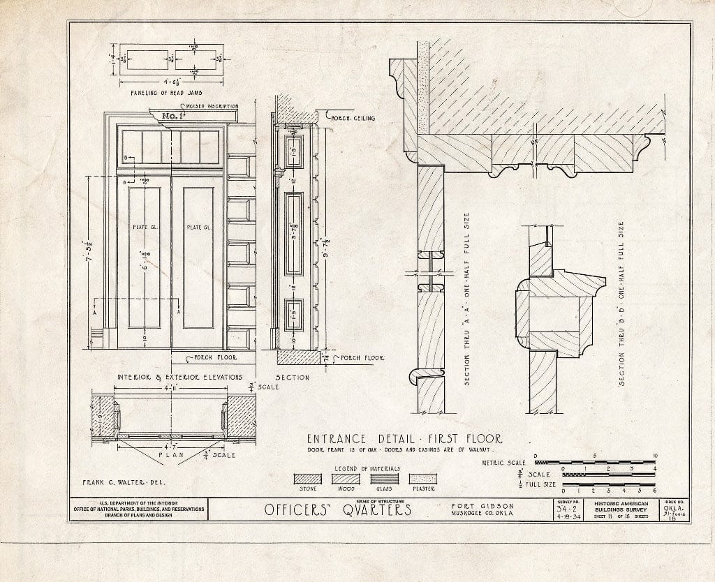 Blueprint HABS OKLA,51-FOGIB,1B- (Sheet 11 of 16) - Fort Gibson, Commanding Officer's Quarters, Coppinger Avenue, Fort Gibson, Muskogee County, OK