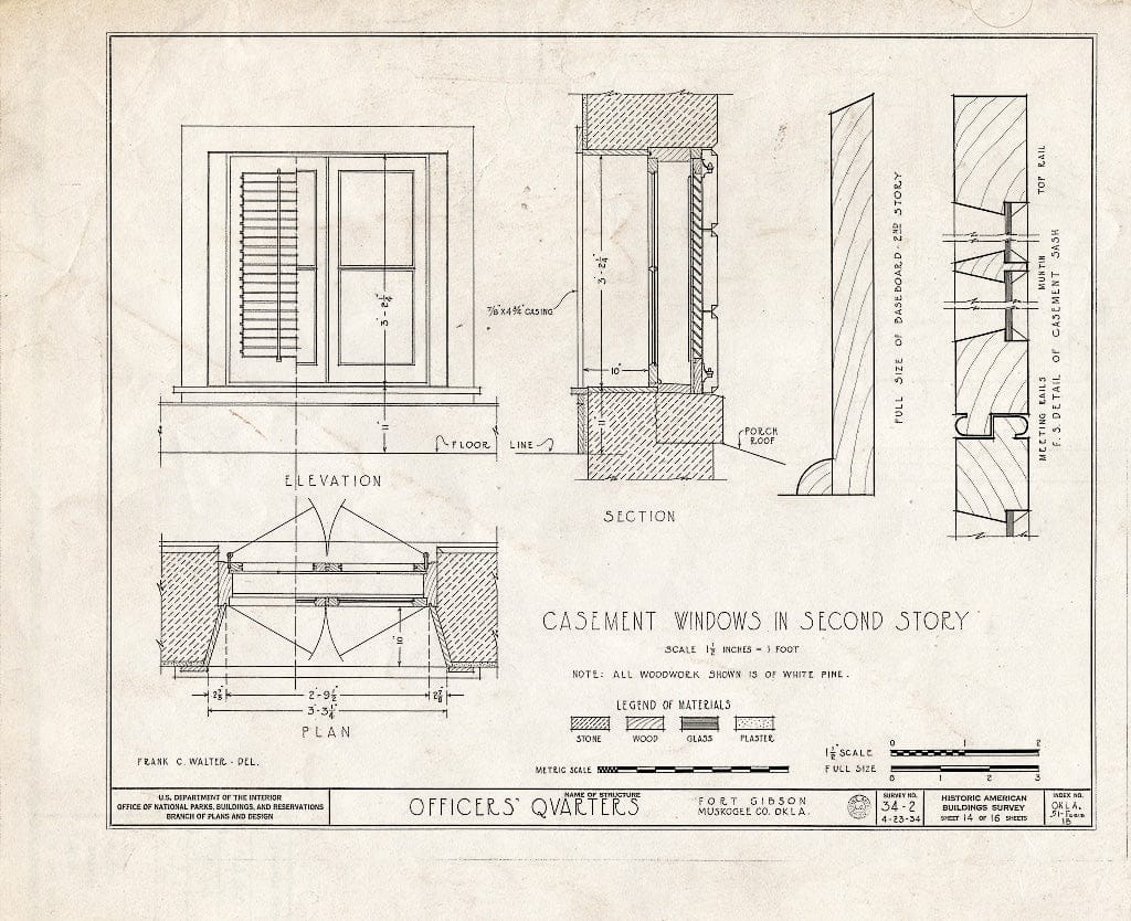 Blueprint HABS OKLA,51-FOGIB,1B- (Sheet 14 of 16) - Fort Gibson, Commanding Officer's Quarters, Coppinger Avenue, Fort Gibson, Muskogee County, OK