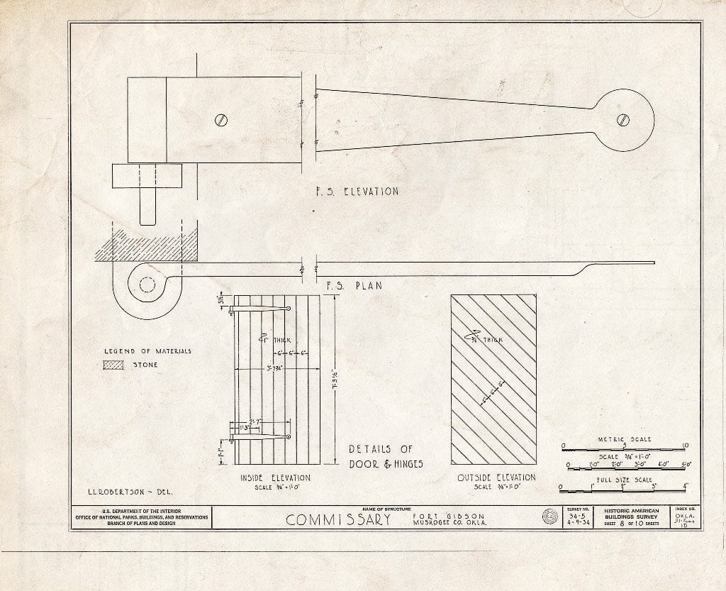 Blueprint HABS OKLA,51-FOGIB,1D- (Sheet 8 of 10) - Fort Gibson, Commissary Building, Garrison Avenue, Fort Gibson, Muskogee County, OK