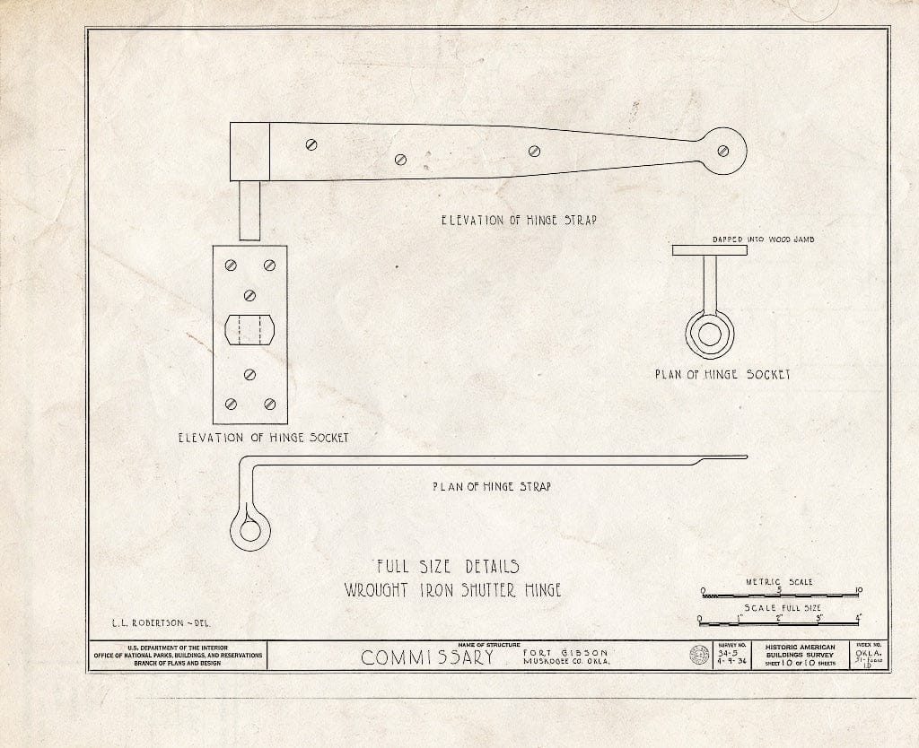 Blueprint HABS OKLA,51-FOGIB,1D- (Sheet 10 of 10) - Fort Gibson, Commissary Building, Garrison Avenue, Fort Gibson, Muskogee County, OK