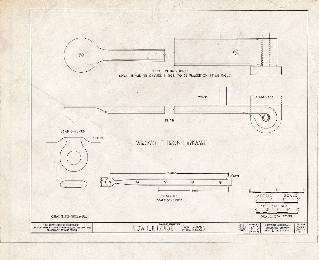 Blueprint HABS OKLA,51-FOGIB,1E- (Sheet 2 of 2) - Fort Gibson, Powder Magazine, Garrison Avenue, Fort Gibson, Muskogee County, OK