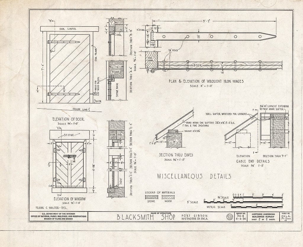 Blueprint HABS OKLA,51-FOGIB,1G- (Sheet 2 of 2) - Fort Gibson, Blacksmith Shop, Garrison Avenue, Fort Gibson, Muskogee County, OK