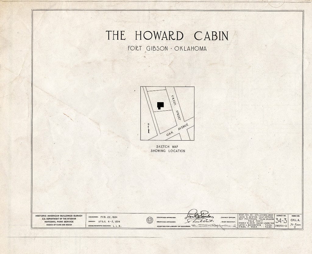 Blueprint HABS OKLA,51-FOGIB,2- (Sheet 0 of 3) - Fort Gibson, Howard House, Creek Street, Fort Gibson, Muskogee County, OK