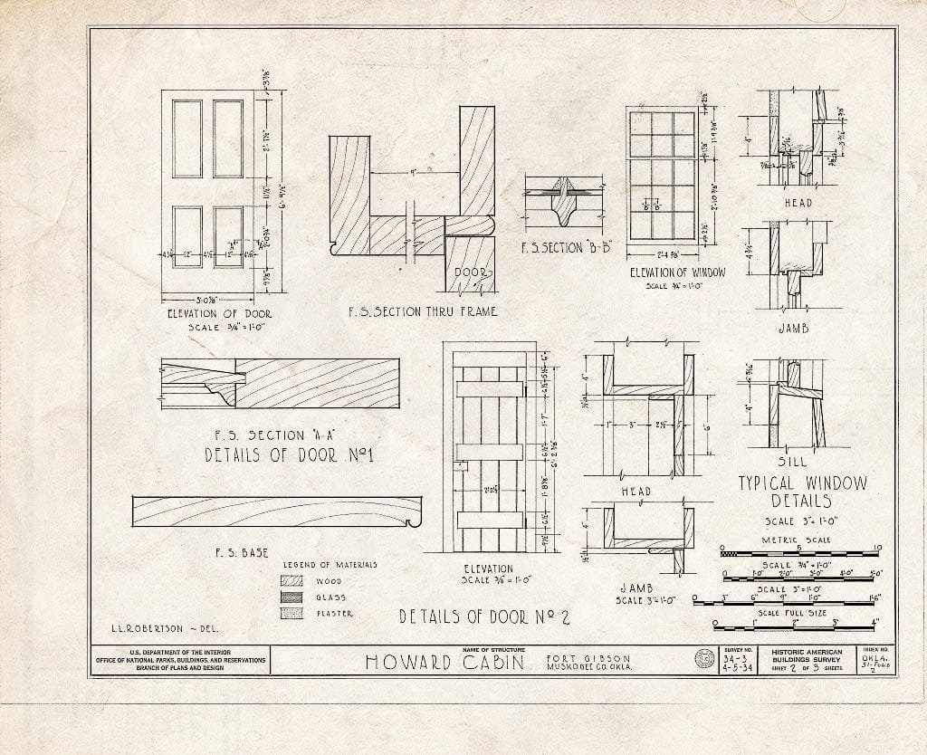 Blueprint HABS OKLA,51-FOGIB,2- (Sheet 2 of 3) - Fort Gibson, Howard House, Creek Street, Fort Gibson, Muskogee County, OK