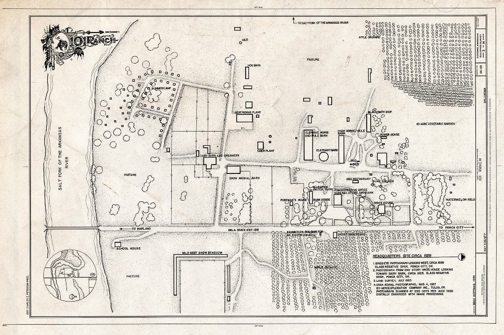 Blueprint Site map ca. 1928-101 Ranch, State Highway 156 Between Ponca City & Marland, Ponca City, Kay County, OK