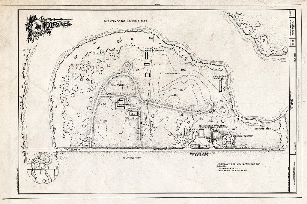 Blueprint Site map ca. 1994-101 Ranch, State Highway 156 Between Ponca City & Marland, Ponca City, Kay County, OK
