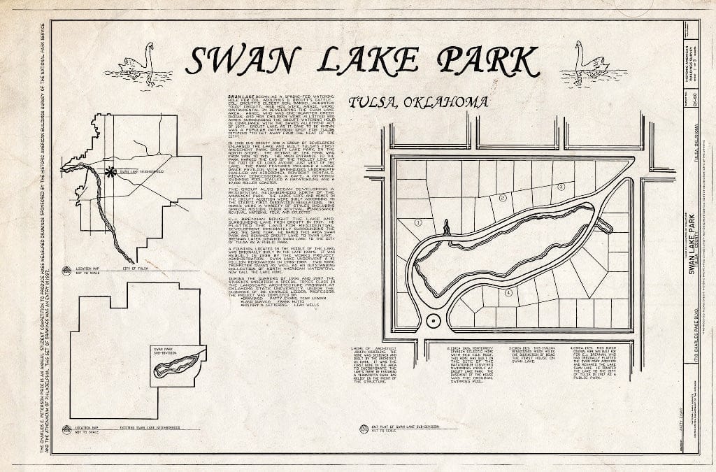 Blueprint HABS OKLA,72-Tulsa,2- (Sheet 1 of 3) - Swan Lake Park, 1710 Charles Page Boulevard, Tulsa, Tulsa County, OK