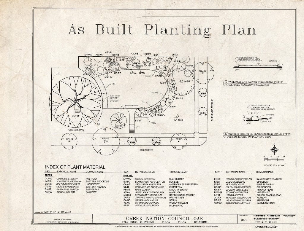 Blueprint Planting Plan - Creek Nation Council Oak Park, 1750 South Cheyenne, Tulsa, Tulsa County, OK