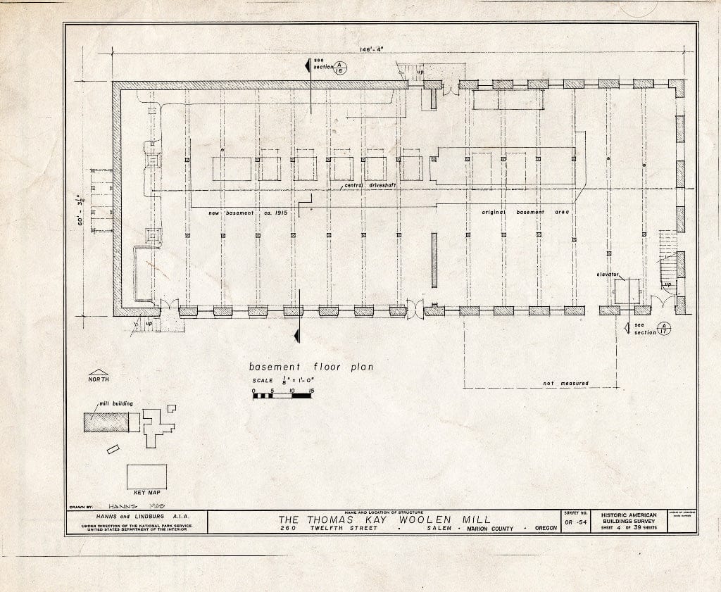 Blueprint HABS ORE,24-SAL,2- (Sheet 4 of 39) - Thomas Kay Woolen Mill, 260 Twelfth Street, Salem, Marion, OR