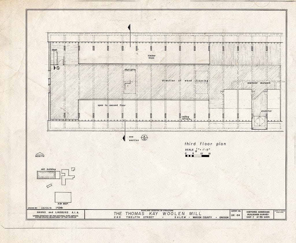 Blueprint HABS ORE,24-SAL,2- (Sheet 7 of 39) - Thomas Kay Woolen Mill, 260 Twelfth Street, Salem, Marion, OR