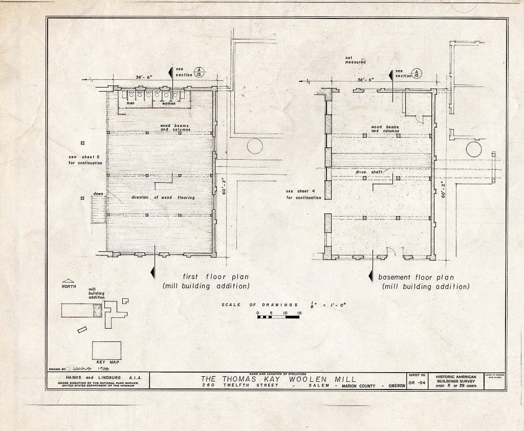 Blueprint HABS ORE,24-SAL,2- (Sheet 8 of 39) - Thomas Kay Woolen Mill, 260 Twelfth Street, Salem, Marion, OR