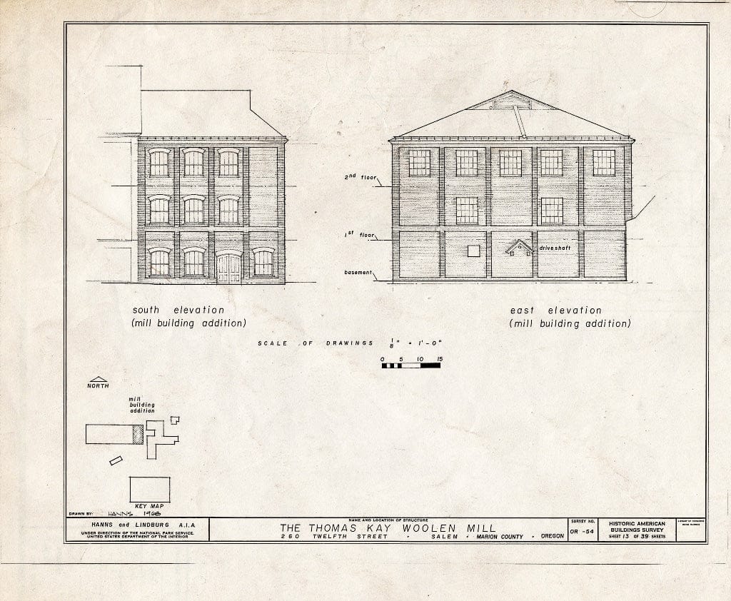 Blueprint HABS ORE,24-SAL,2- (Sheet 13 of 39) - Thomas Kay Woolen Mill, 260 Twelfth Street, Salem, Marion, OR