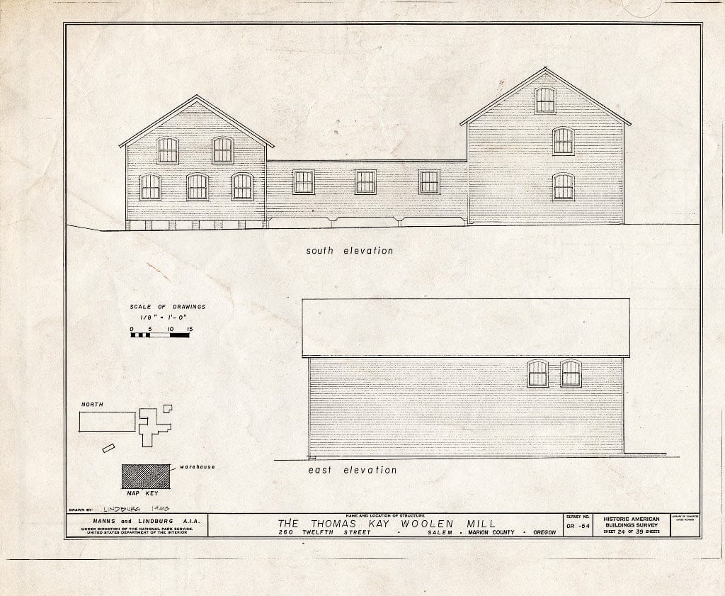 Blueprint HABS ORE,24-SAL,2- (Sheet 24 of 39) - Thomas Kay Woolen Mill, 260 Twelfth Street, Salem, Marion, OR