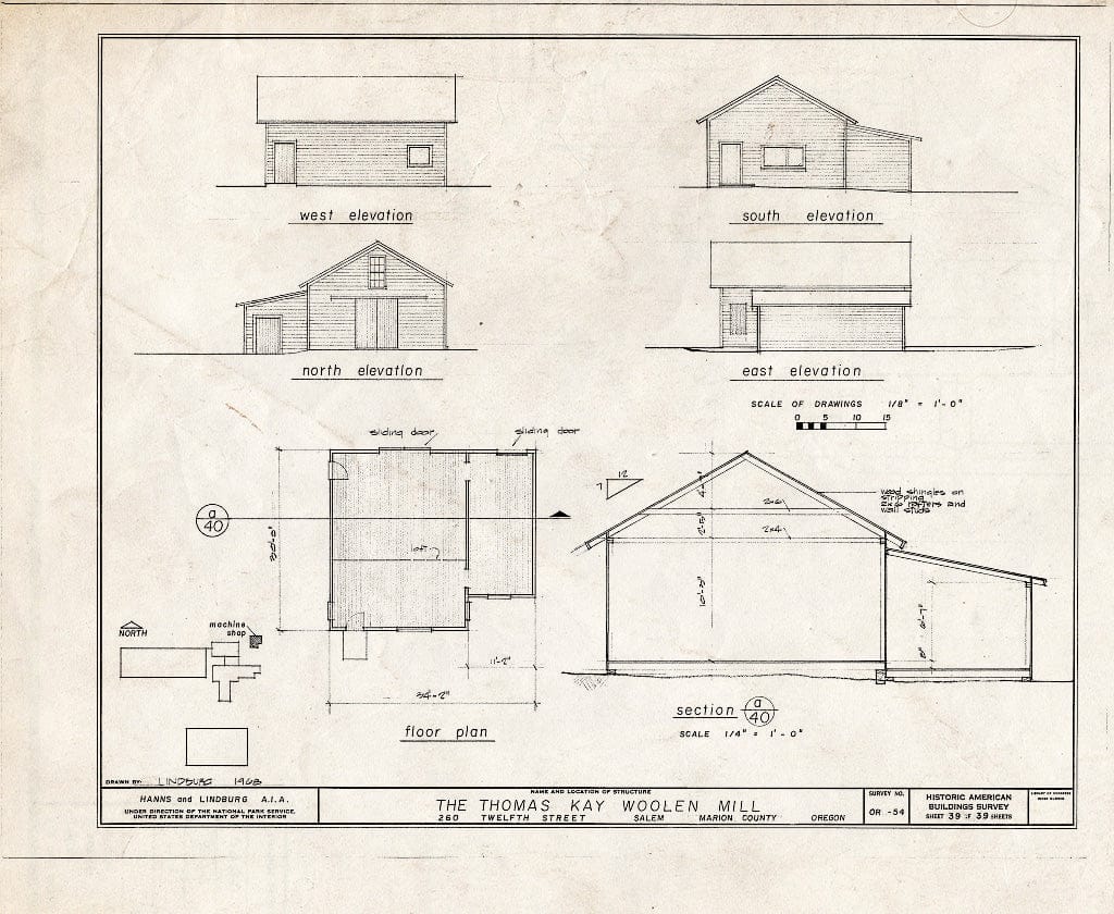 Blueprint HABS ORE,24-SAL,2- (Sheet 39 of 39) - Thomas Kay Woolen Mill, 260 Twelfth Street, Salem, Marion, OR