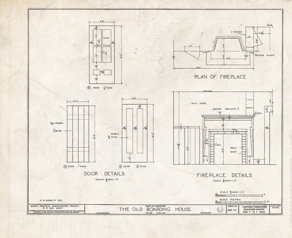 Blueprint HABS ORE,27-DAL.V,1- (Sheet 7 of 7) - Boarding House, Ellendale, Polk County, OR