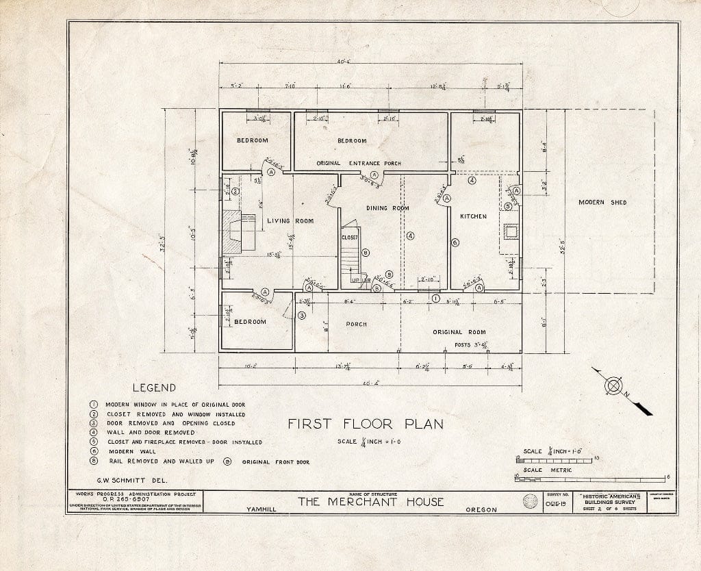 Blueprint HABS ORE,36-YAMHI.V,3- (Sheet 2 of 6) - Robert Merchant House, Yamhill, Yamhill County, OR