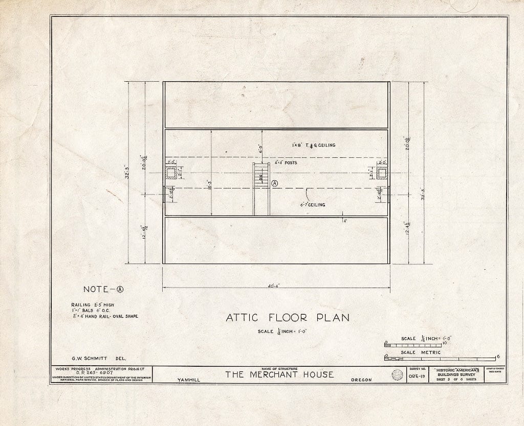 Blueprint HABS ORE,36-YAMHI.V,3- (Sheet 3 of 6) - Robert Merchant House, Yamhill, Yamhill County, OR
