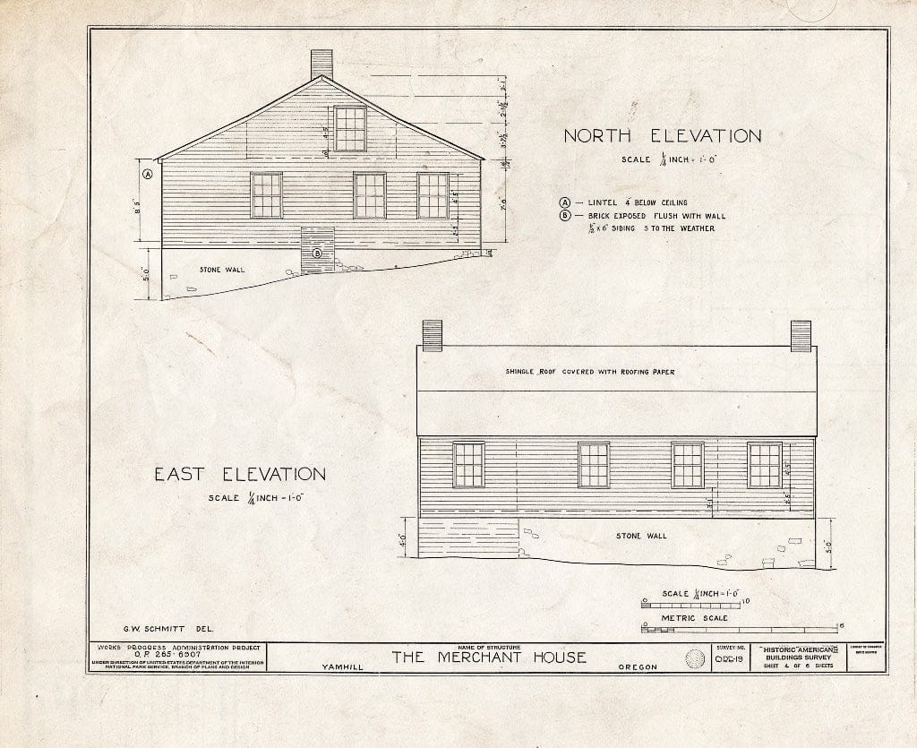 Blueprint HABS ORE,36-YAMHI.V,3- (Sheet 4 of 6) - Robert Merchant House, Yamhill, Yamhill County, OR