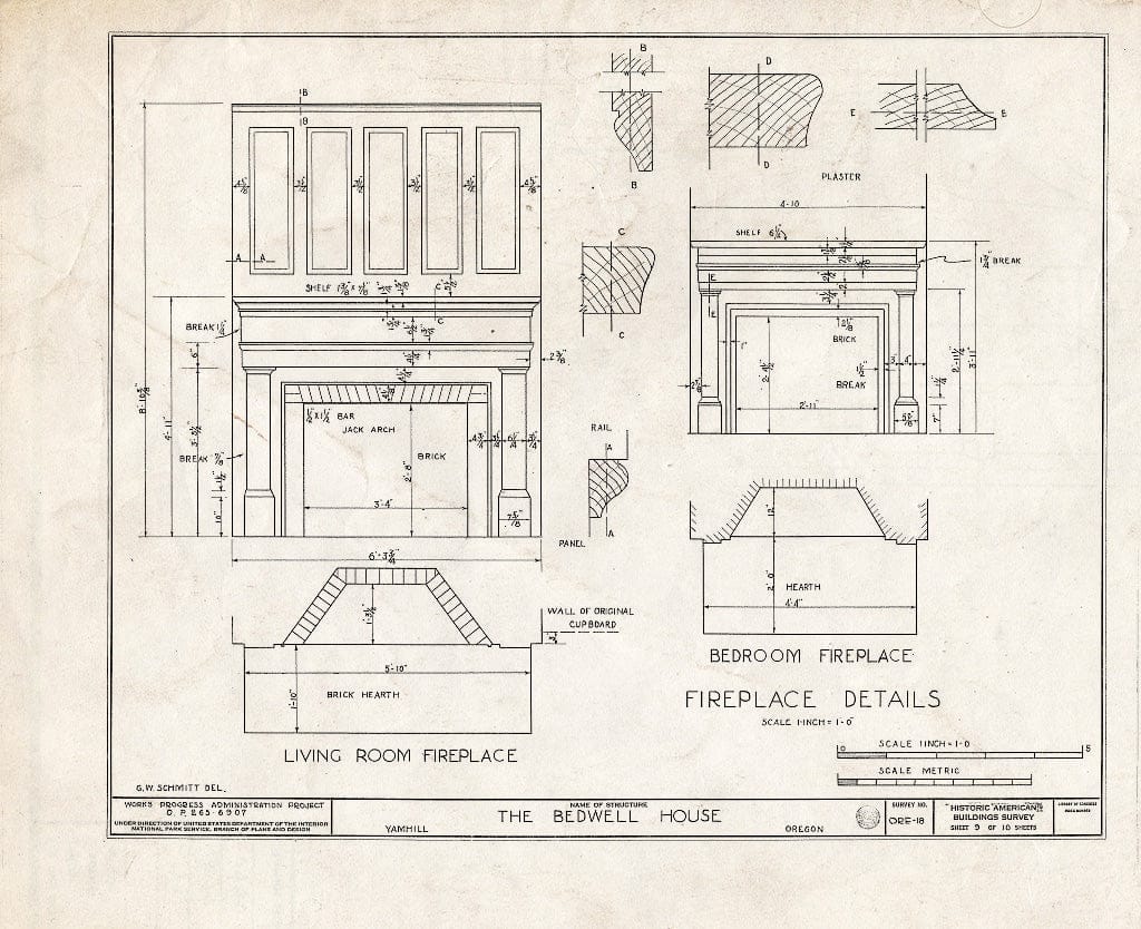 Blueprint HABS ORE,36-YAMHI.V,2- (Sheet 9 of 10) - Elisha Bedwell House, Yamhill, Yamhill County, OR