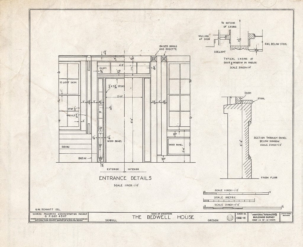 Blueprint HABS ORE,36-YAMHI.V,2- (Sheet 10 of 10) - Elisha Bedwell House, Yamhill, Yamhill County, OR