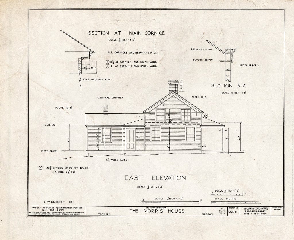 Blueprint HABS ORE,36-YAMHI.V,1- (Sheet 4 of 7) - Eliam Small Morris House, Yamhill, Yamhill County, OR