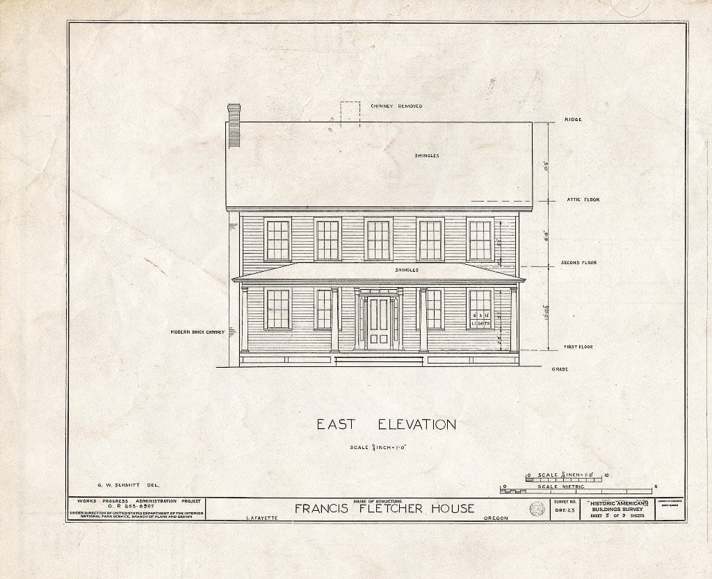 Blueprint HABS ORE,36-LAFA.V,2- (Sheet 5 of 9) - Francis Fletcher House, Lafayette, Yamhill County, OR