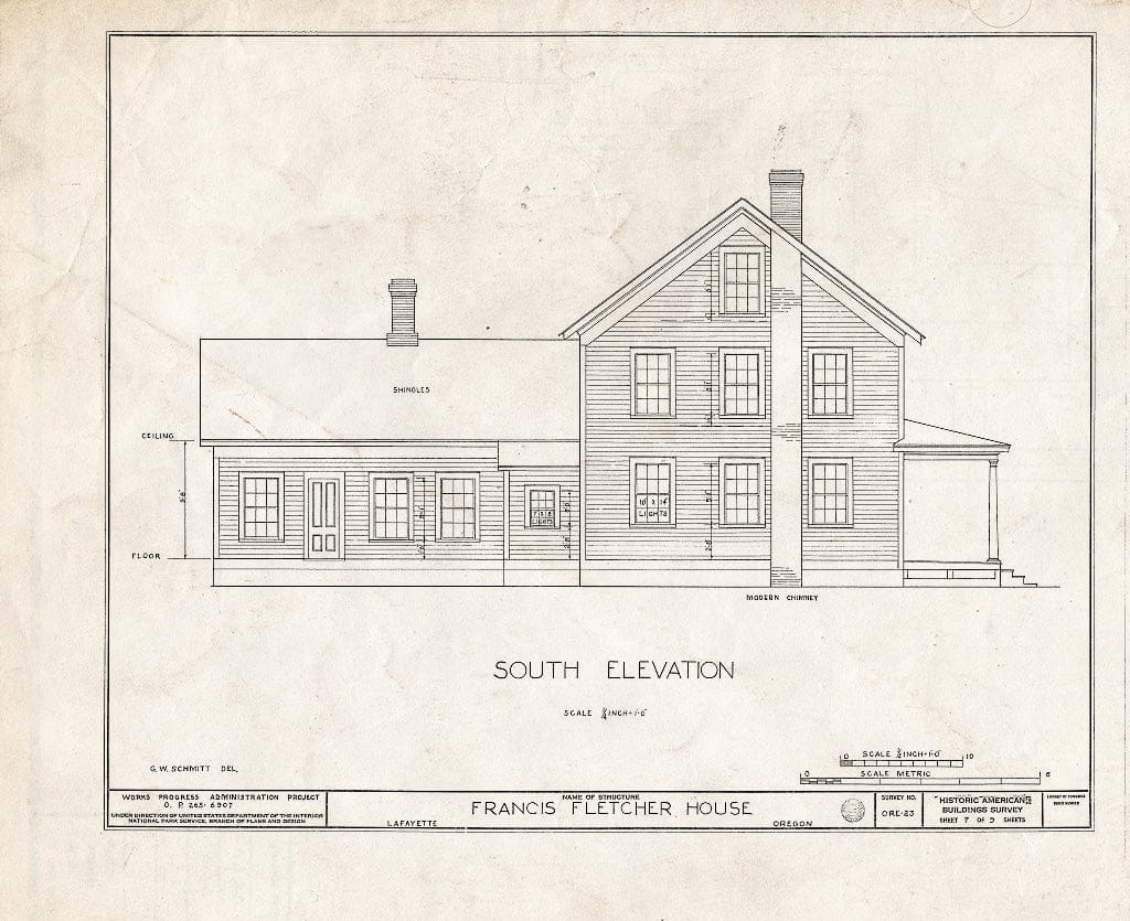 Blueprint HABS ORE,36-LAFA.V,2- (Sheet 7 of 9) - Francis Fletcher House, Lafayette, Yamhill County, OR