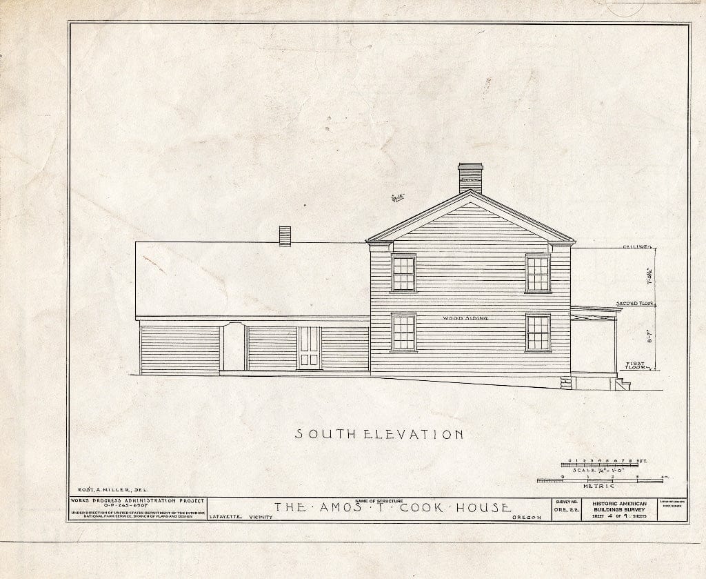Blueprint HABS ORE,36-LAFA.V,1- (Sheet 4 of 9) - Amos T. Cook House, Lafayette, Yamhill County, OR
