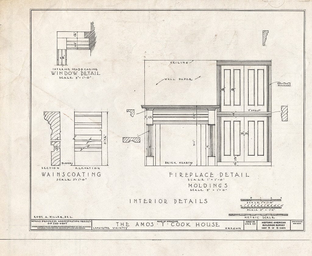 Blueprint HABS ORE,36-LAFA.V,1- (Sheet 9 of 9) - Amos T. Cook House, Lafayette, Yamhill County, OR