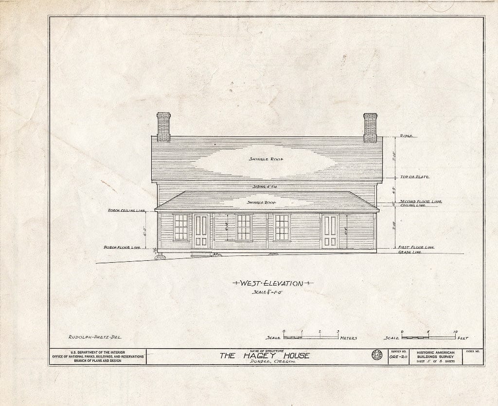 Blueprint HABS ORE,36-DUND,1- (Sheet 5 of 8) - Levi Hagey House, Dundee, Yamhill County, OR