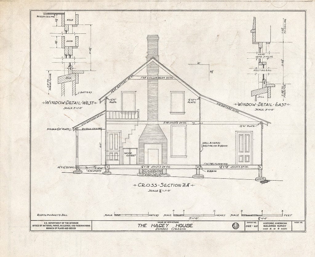 Blueprint HABS ORE,36-DUND,1- (Sheet 8 of 8) - Levi Hagey House, Dundee, Yamhill County, OR