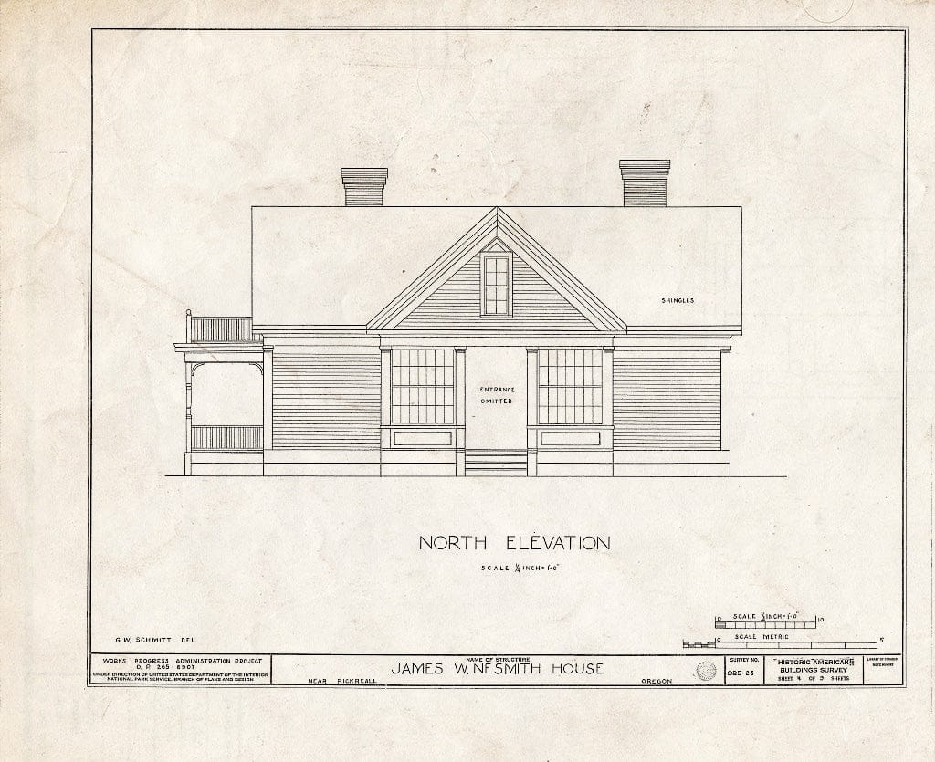Blueprint HABS ORE,34-Rick.V,1- (Sheet 4 of 9) - James W. Nesmith House, Rickreall, Polk County, OR
