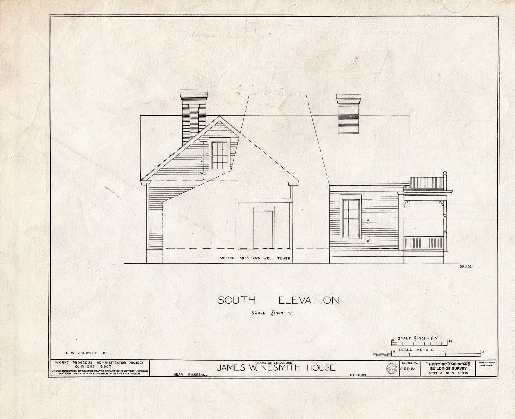 Blueprint HABS ORE,34-Rick.V,1- (Sheet 6 of 9) - James W. Nesmith House, Rickreall, Polk County, OR