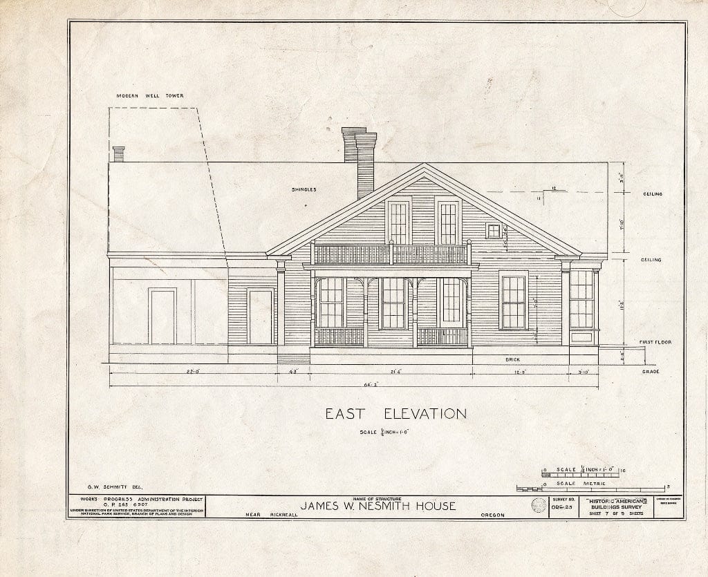 Blueprint HABS ORE,34-Rick.V,1- (Sheet 7 of 9) - James W. Nesmith House, Rickreall, Polk County, OR