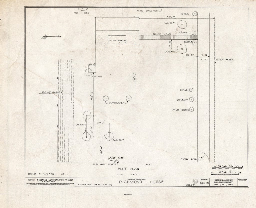 Blueprint HABS ORE,27-PER.V,1- (Sheet 1 of 7) - T. G. Richmond House, Perrydale, Polk County, OR