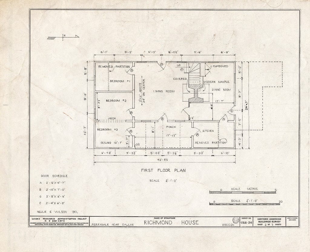 Blueprint HABS ORE,27-PER.V,1- (Sheet 2 of 7) - T. G. Richmond House, Perrydale, Polk County, OR