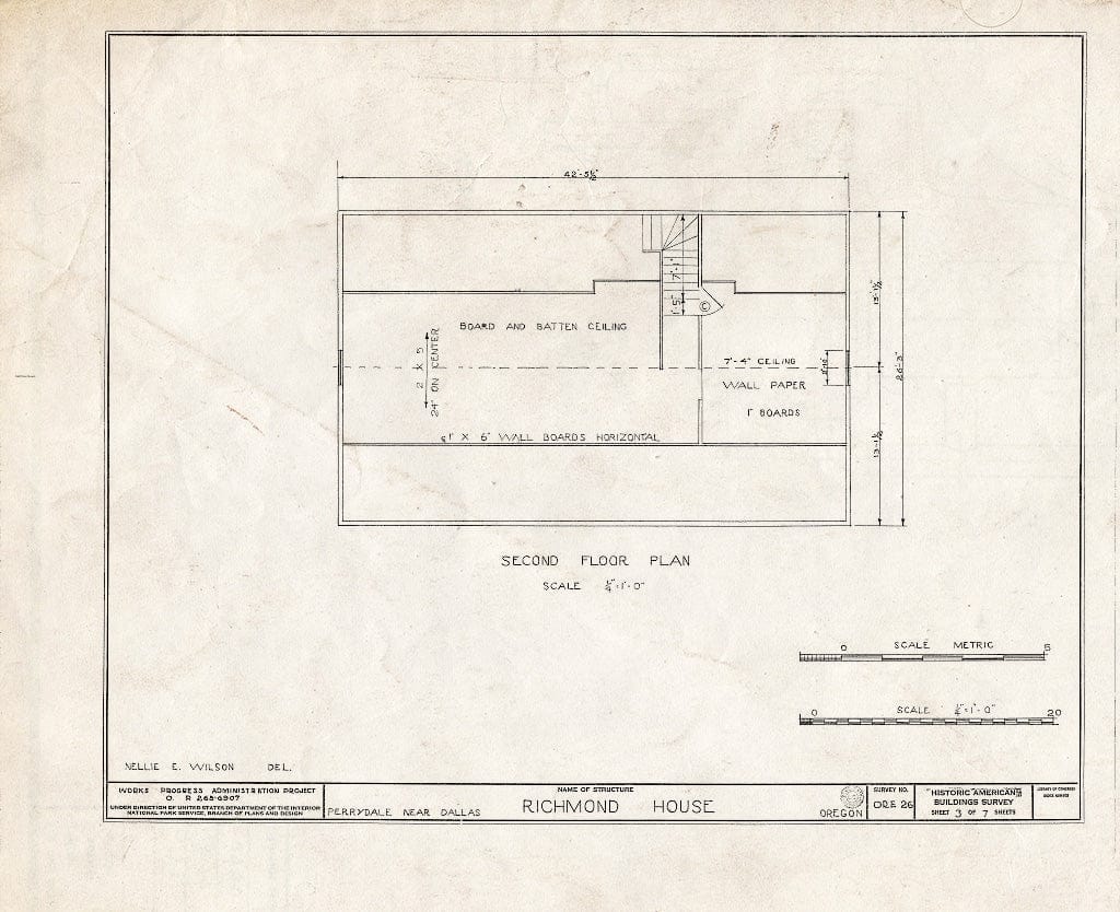 Blueprint HABS ORE,27-PER.V,1- (Sheet 3 of 7) - T. G. Richmond House, Perrydale, Polk County, OR