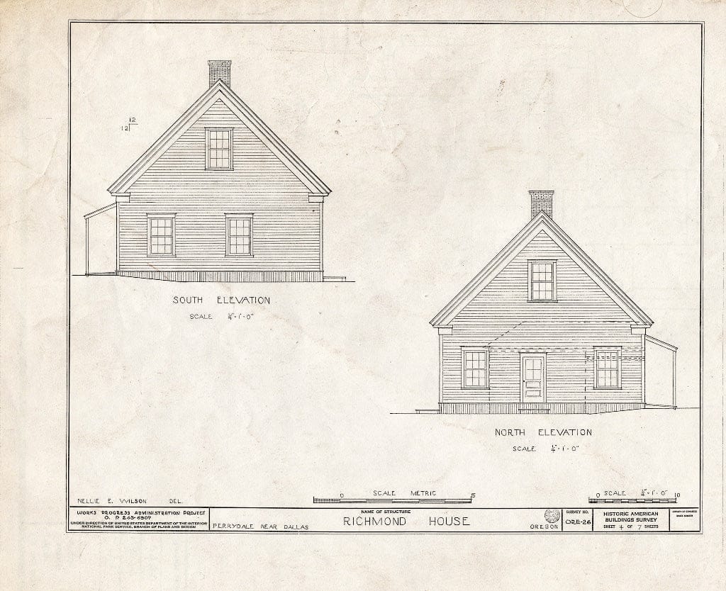 Blueprint HABS ORE,27-PER.V,1- (Sheet 4 of 7) - T. G. Richmond House, Perrydale, Polk County, OR