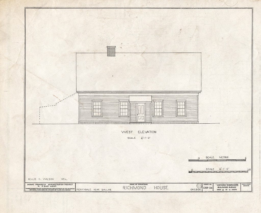 Blueprint HABS ORE,27-PER.V,1- (Sheet 5 of 7) - T. G. Richmond House, Perrydale, Polk County, OR
