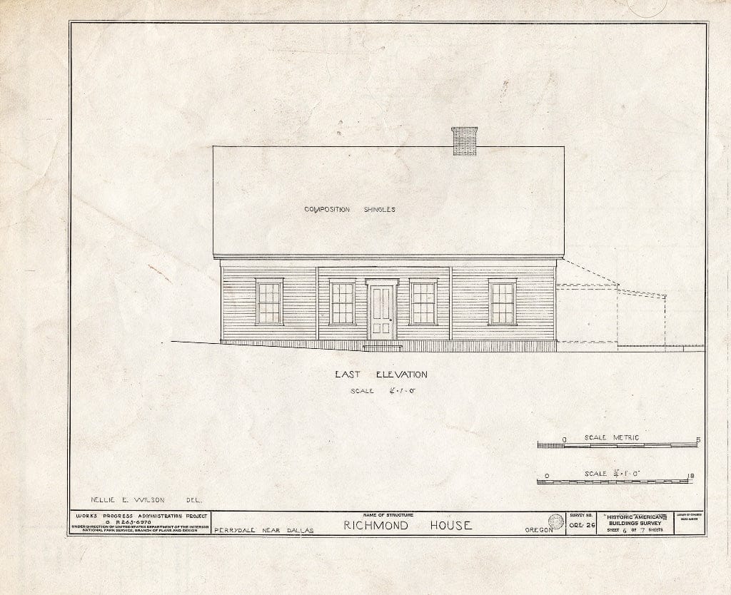 Blueprint HABS ORE,27-PER.V,1- (Sheet 6 of 7) - T. G. Richmond House, Perrydale, Polk County, OR