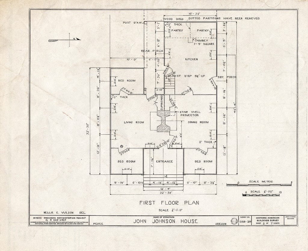 Blueprint HABS ORE,27-PEDEE,1- (Sheet 2 of 7) - John Johnson House, Pedee, Polk County, OR