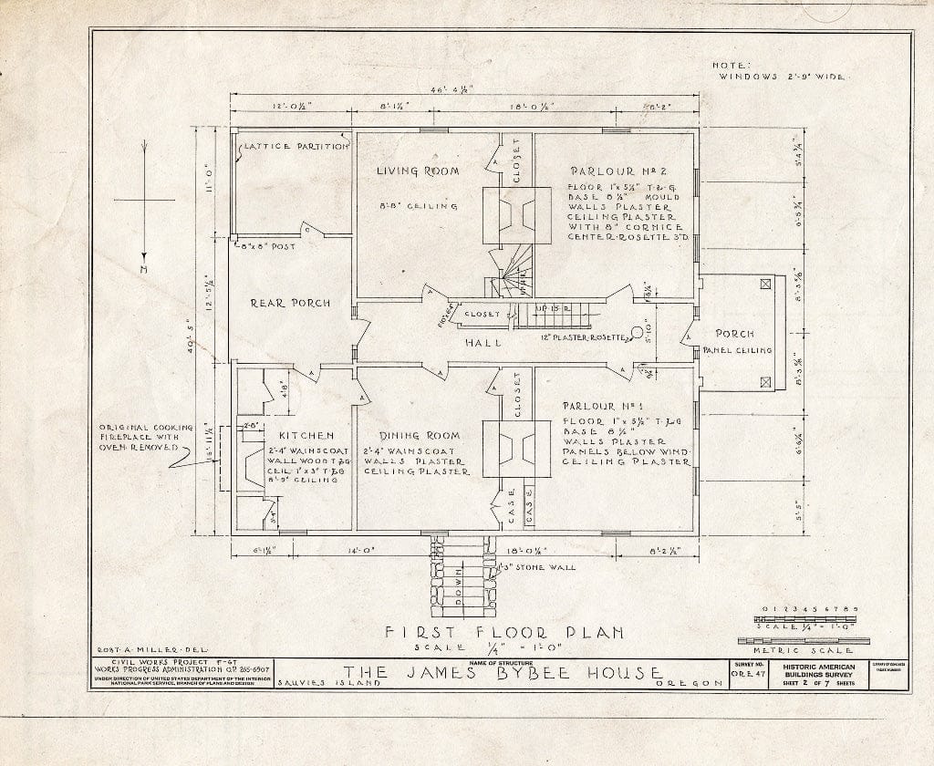 Blueprint HABS ORE,26-SAUVI,1- (Sheet 2 of 7) - James F. Bybee House, Burlington, Multnomah County, OR