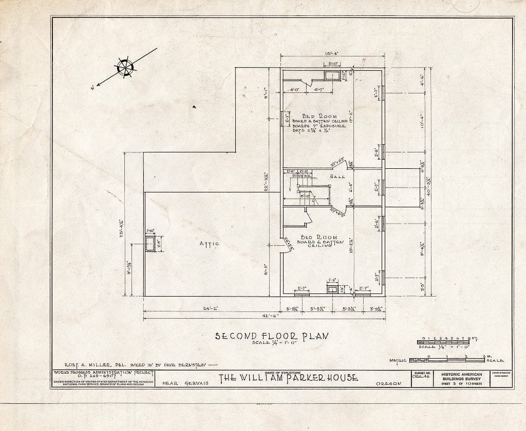 Blueprint HABS ORE,24-GERV.V,1- (Sheet 3 of 10) - William Parker House, Gervais, Marion, OR