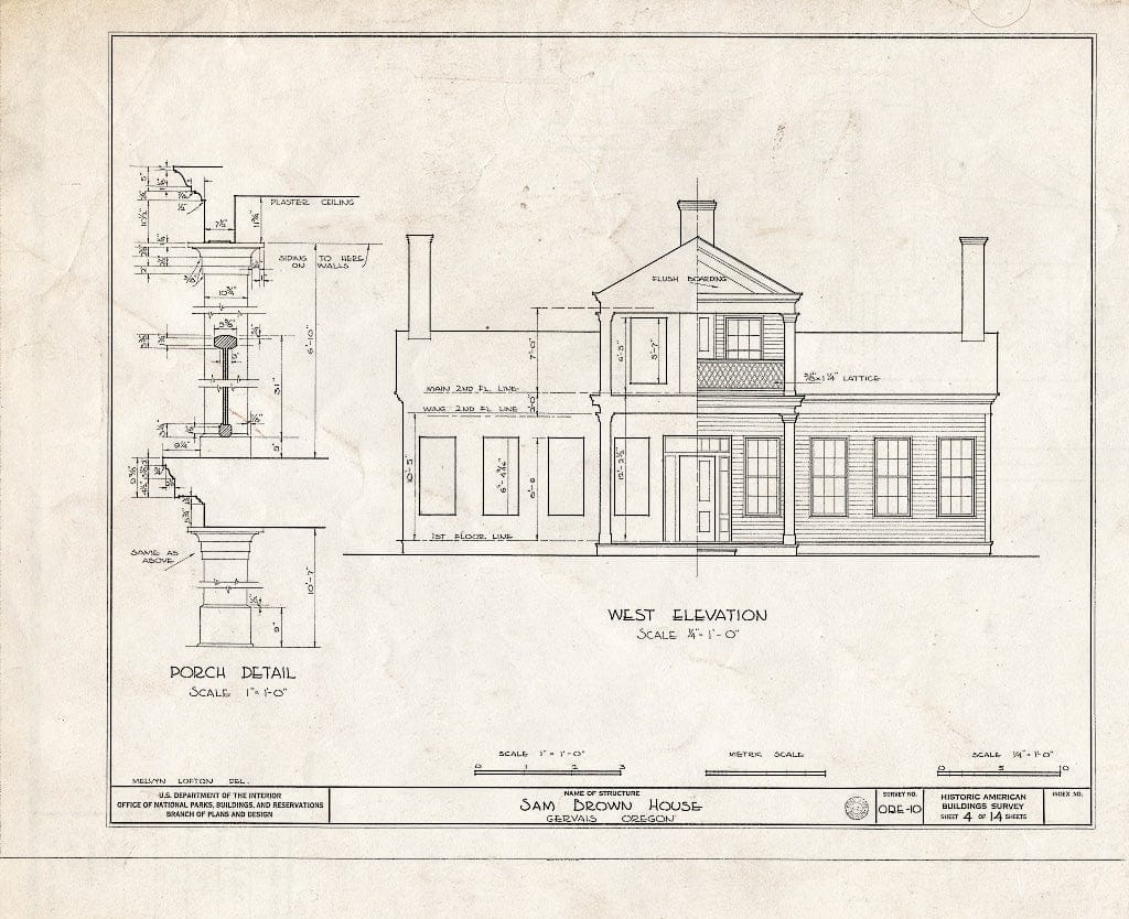 Blueprint HABS ORE,24-GERV,1- (Sheet 4 of 14) - Samuel Brown House, Gervais, Marion, OR