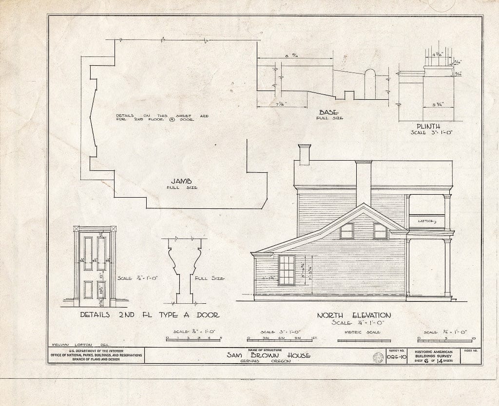 Blueprint HABS ORE,24-GERV,1- (Sheet 6 of 14) - Samuel Brown House, Gervais, Marion, OR
