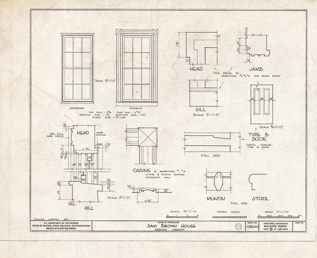Blueprint HABS ORE,24-GERV,1- (Sheet 9 of 14) - Samuel Brown House, Gervais, Marion, OR
