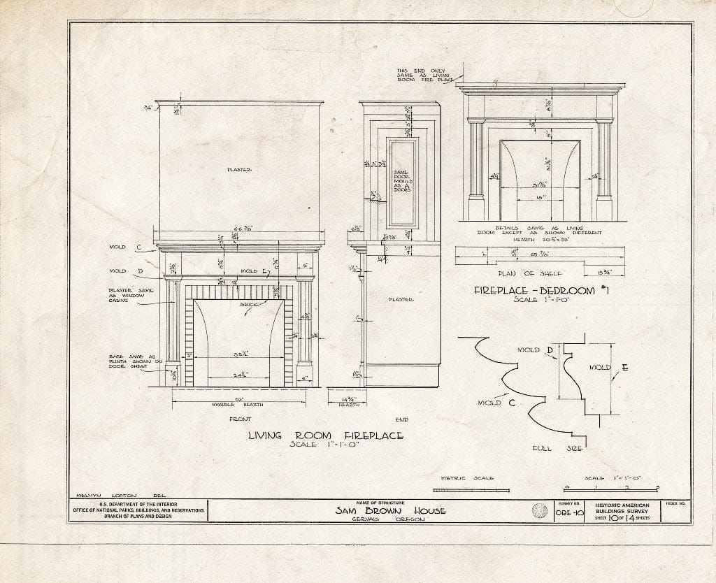 Blueprint HABS ORE,24-GERV,1- (Sheet 10 of 14) - Samuel Brown House, Gervais, Marion, OR