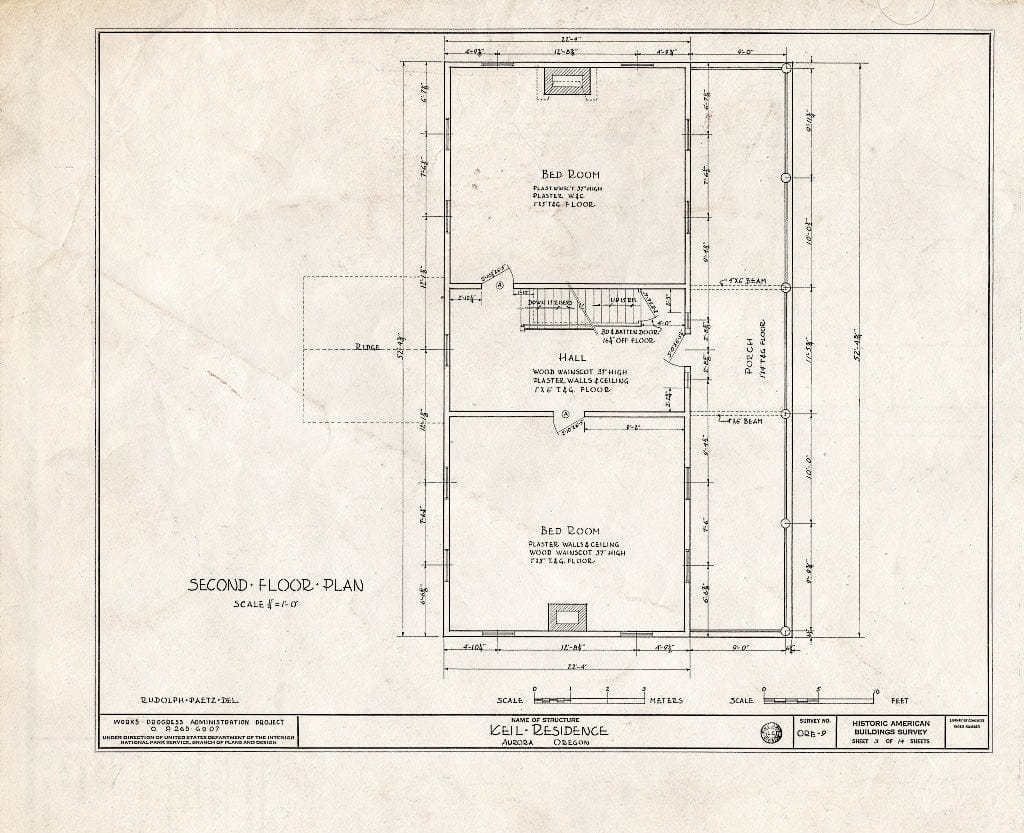 Blueprint HABS ORE,24-Auro,1- (Sheet 3 of 14) - Elias Keil House, Aurora, Marion, OR