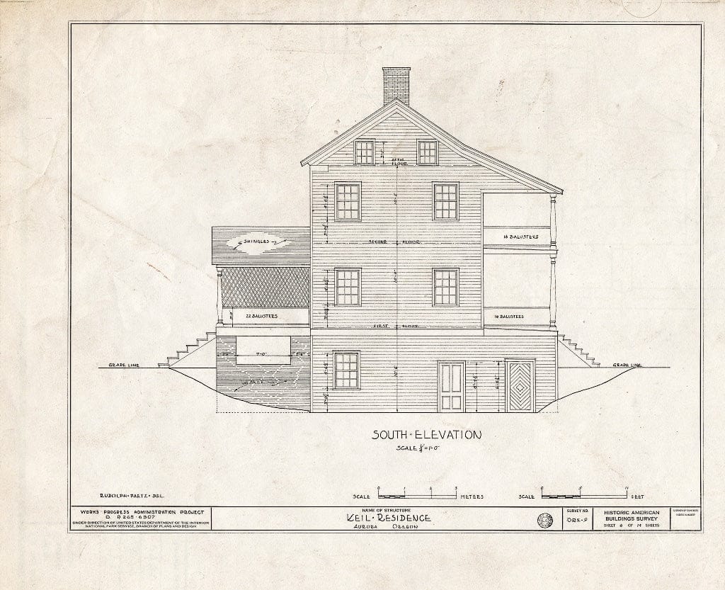 Blueprint HABS ORE,24-Auro,1- (Sheet 6 of 14) - Elias Keil House, Aurora, Marion, OR