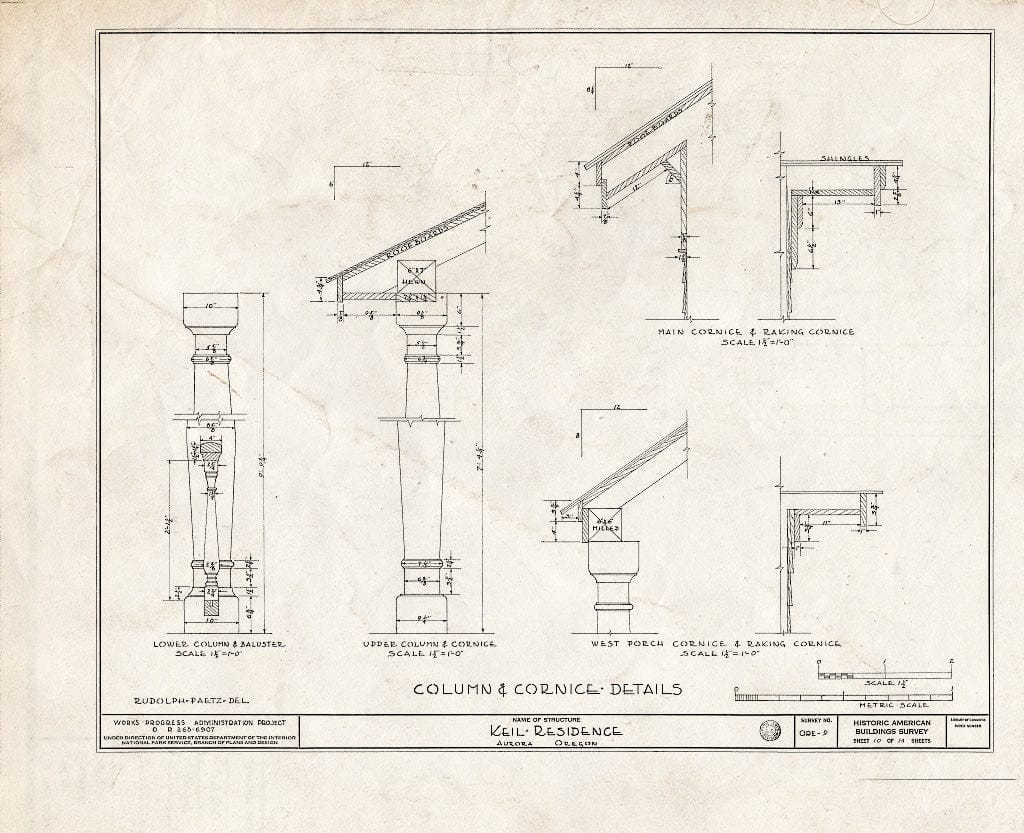 Blueprint HABS ORE,24-Auro,1- (Sheet 10 of 14) - Elias Keil House, Aurora, Marion, OR